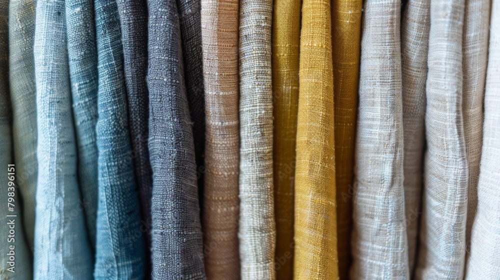 Assorted Linen Fabrics in Earthy and Blue Tones Assorted Linen Fabrics in Earthy and Blue Tones