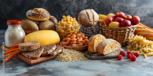 various types of carbohydrates, each marked with a red cross, suggesting they are to be avoided in a high-fat diet © ProArt Studios