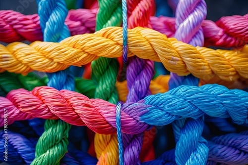 The Power of Teamwork: Multicolored Rope Symbolizing Unity in Diversity