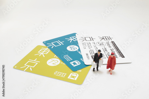 Photography train ticket in TOKYO with the business traveler figure