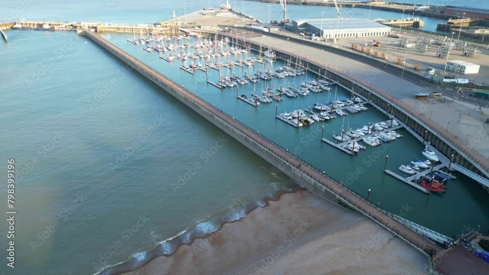 High Angle View of Dover Port and Ocean, England Great Britain. April 20th, 2024 High Angle View of Dover Port and Ocean, England Great Britain. April 20th, 2024
