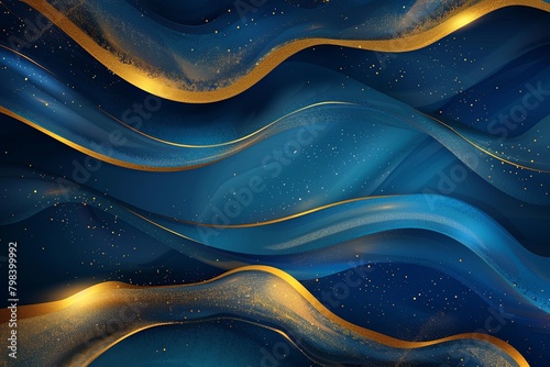 Golden Azure Shimmer: Luxurious Gradient Velvet Noise Background