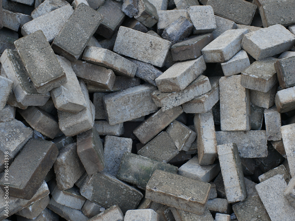 pile of paving blocks in gray color at a construction site pile of paving blocks in gray color at a construction site