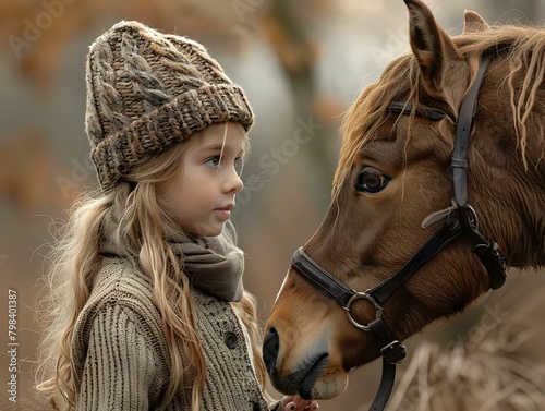 Peaceful Unity: Girl and Horse Embracing in Natural Beauty