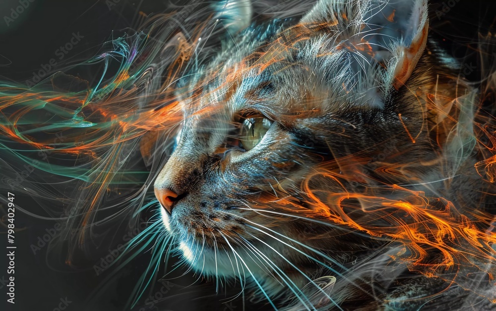 Digital abstract image of beautiful cat head