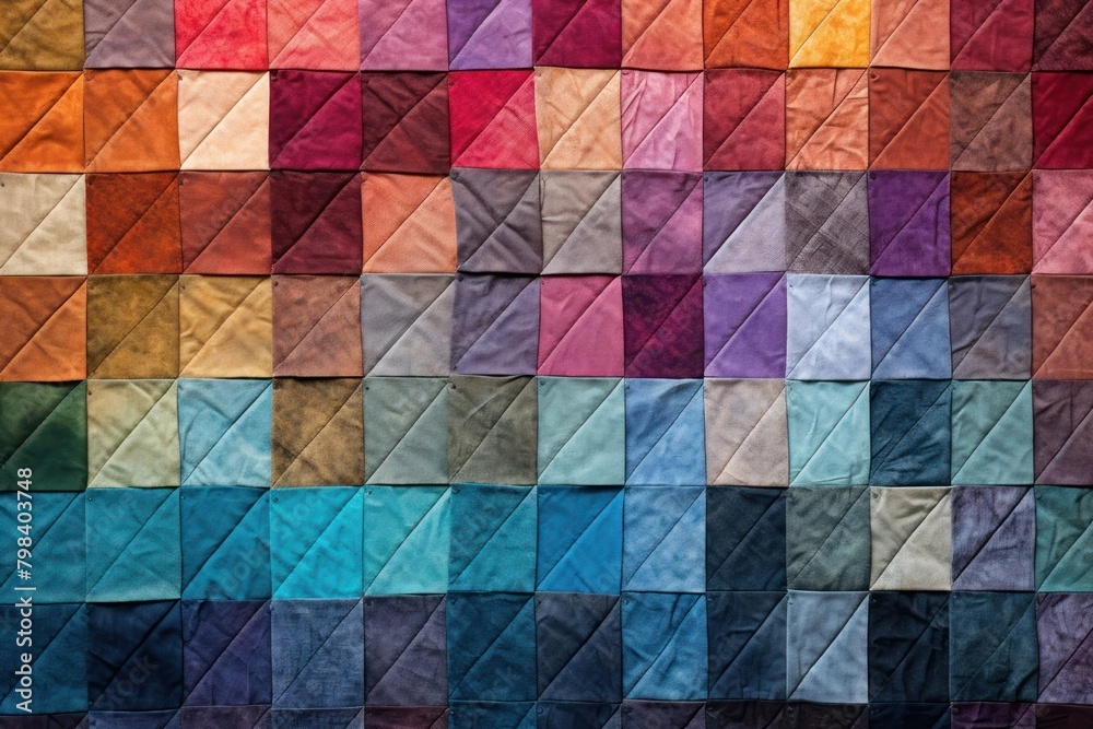 Fototapeta premium Top view photo of a quilt pattern patchwork chess game.