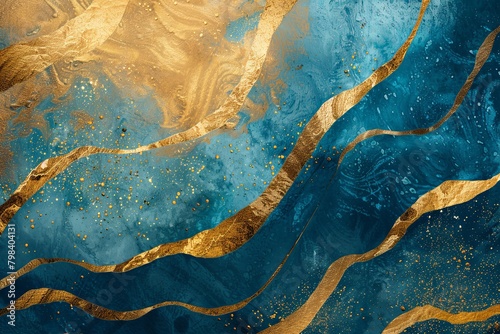 Luxury Gold to Blue Gradient Velvet Noise Texture Art