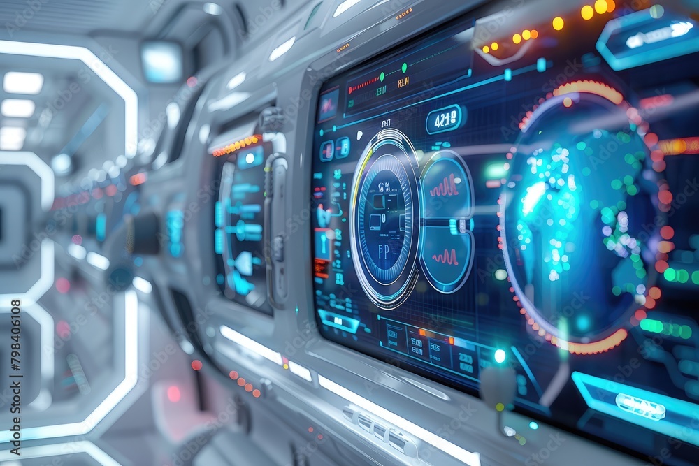 Obraz premium Futuristic Sci-Fi Spacecraft Interface.