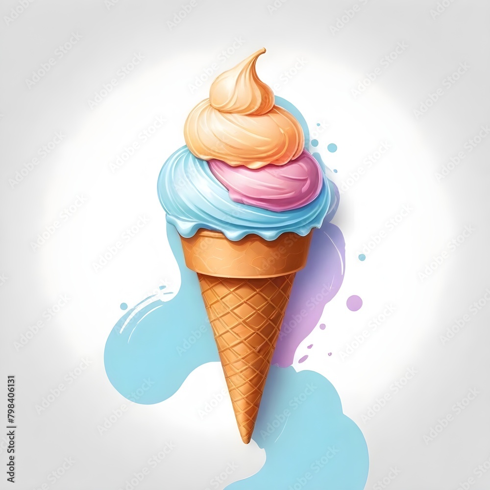 Ice Cream Symbol Digital Painting Isolated Sweet Illustration Summer Background Candy Design Ice Cream Symbol Digital Painting Isolated Sweet Illustration Summer Background Candy Design