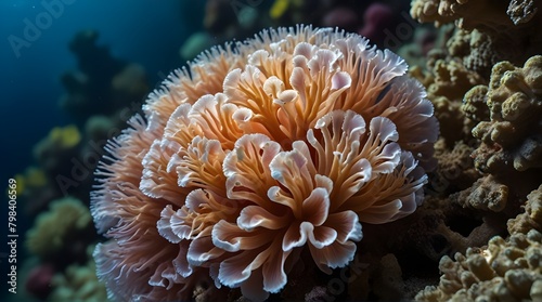 anemone actinia texture underwater reef sea coral .Generative AI