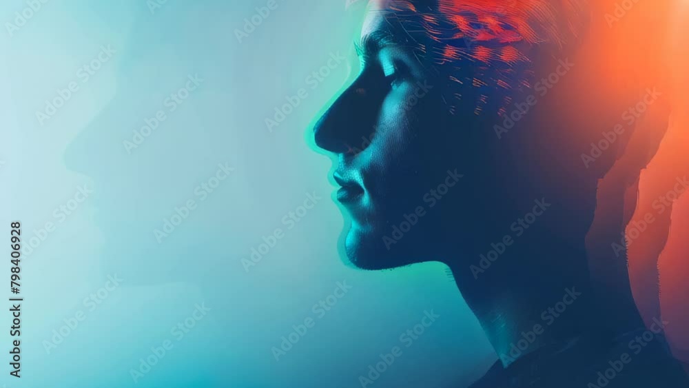 Profile of person with overlay multiple transparent faces Profile of person with overlay multiple transparent faces