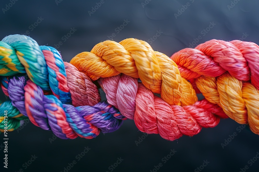 TeamRope Connect: Colorful Braided Rope Symbolizing Cooperative Power TeamRope Connect: Colorful Braided Rope Symbolizing Cooperative Power