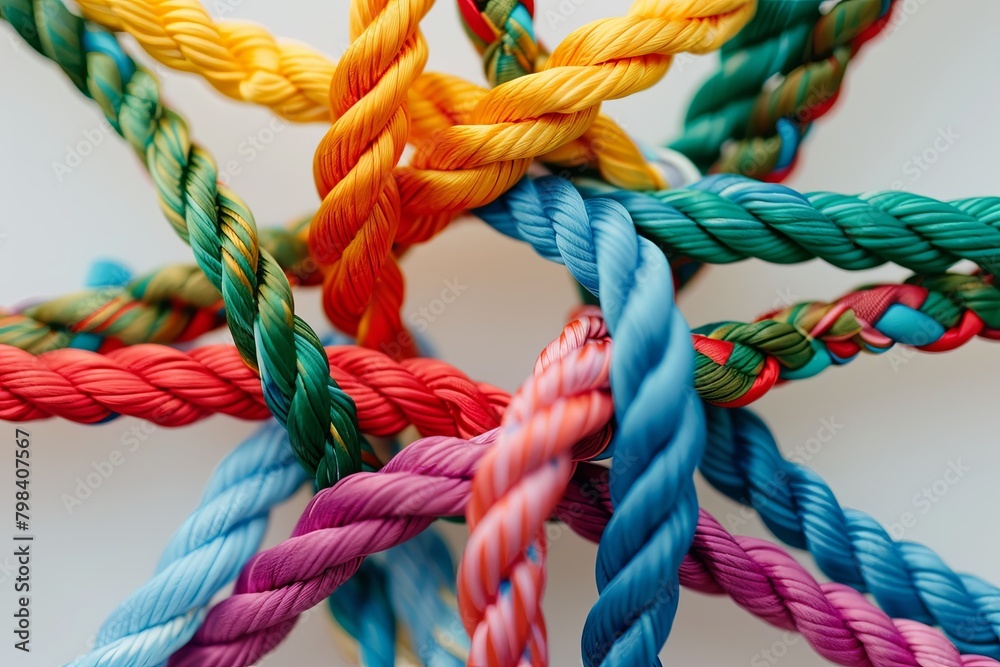 Integrating Team Bonds: Colorful Braided Ropes in Community Solidarity