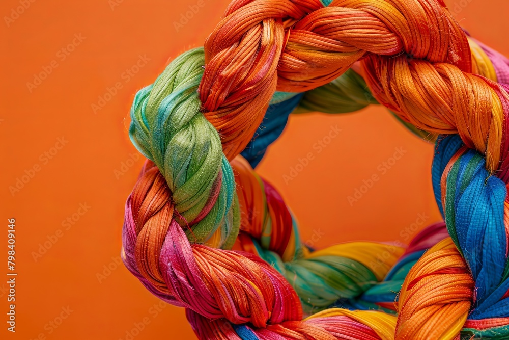 Unity Support Colorful Rope: Braided Teamwork & Circular Culture
