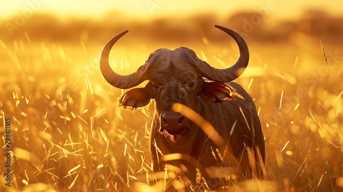 Buffalo at sunset