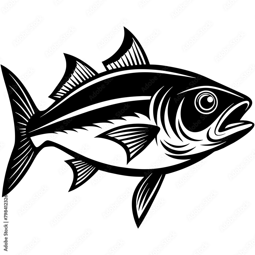 Fototapeta premium Bluefish silhouette vector illustration style.