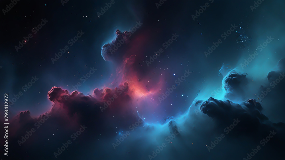 person in the space nebula sky 