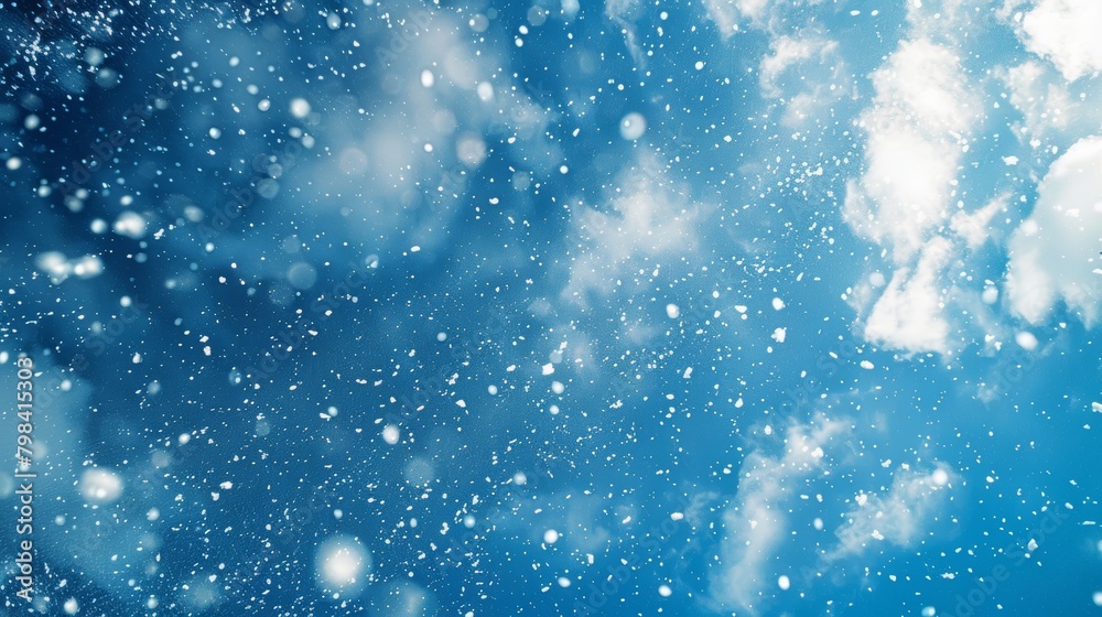 Obraz premium Snowflakes glistening under the sunny blue sky offering a serene winter spectacle