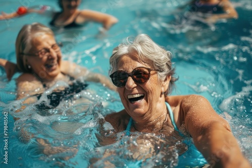 Elderly women laughing and swimming people happy accessories. © Rawpixel.com