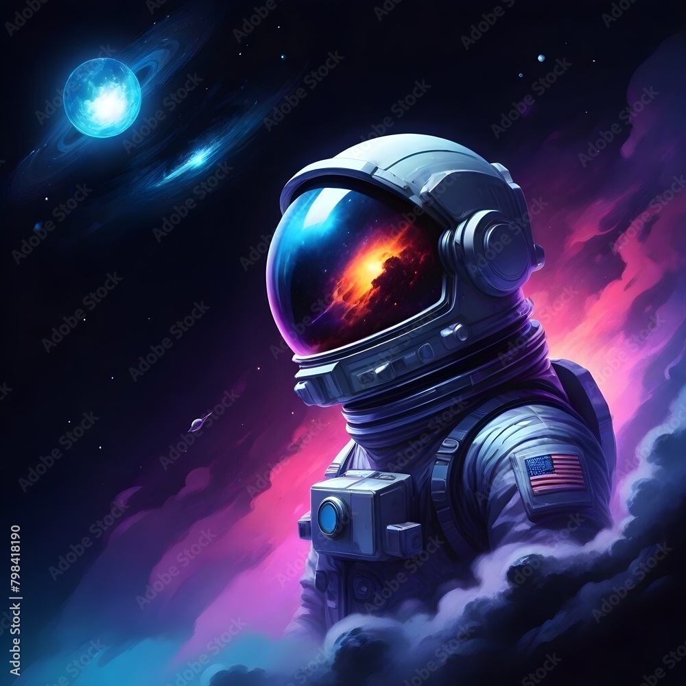 Astronaut Portrait Illustration Digital Painting Galaxy Astrology Background Design Astronaut Portrait Illustration Digital Painting Galaxy Astrology Background Design