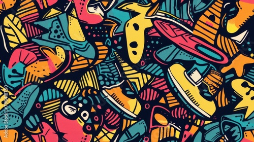 Seamless Patterns - Hip hop elements   Background   Wallpaper   Texture