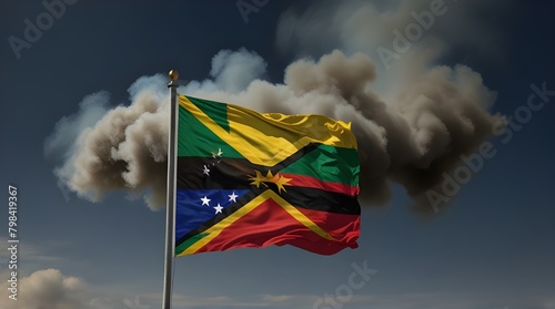 European Union vs Zimbabwe, Zimbabwean smoke flags placed side by side .Generative AI photo