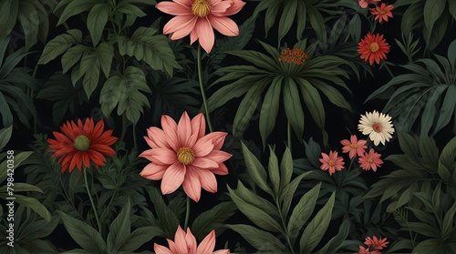 botanical wallpaper close up isolated .Generative AI