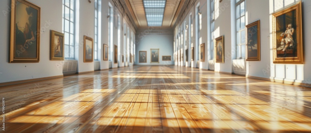 Obraz premium In an empty gallery, frames hang devoid of art, ready to showcase your vision.