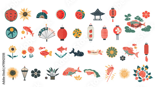 japanese summer festival icons