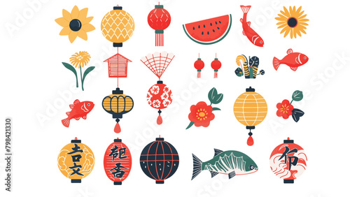 japanese summer festival icons