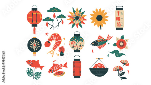 japanese summer festival icons