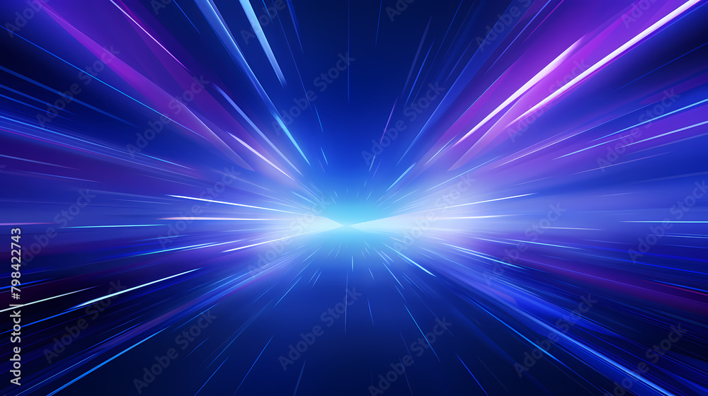Speed of light background, blue, purple and red neon lights