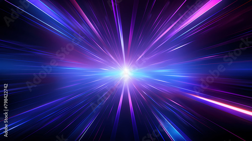 Speed of light background, blue, purple and red neon lights