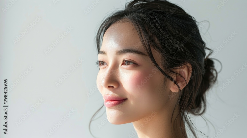 A close-up of a young woman's face, portrait A close-up of a young woman's face, portrait
