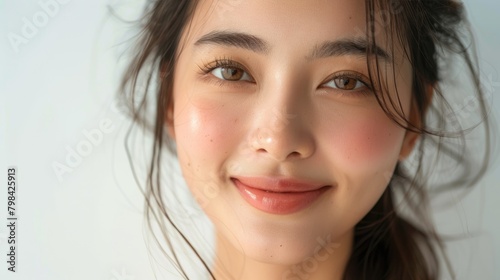 A close-up of a young woman's face, portrait