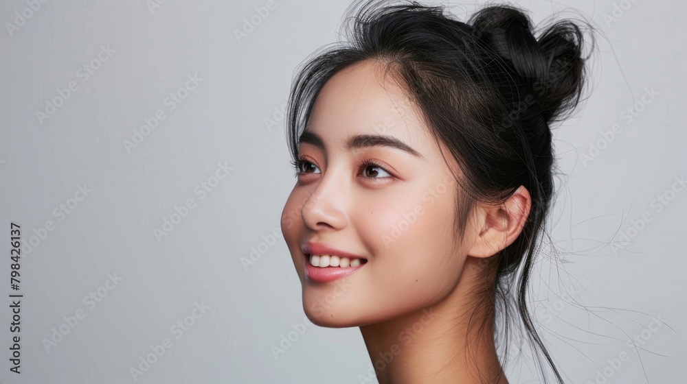 A close-up of a young woman's face, portrait A close-up of a young woman's face, portrait