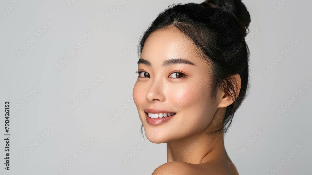 A close-up of a young woman's face, portrait