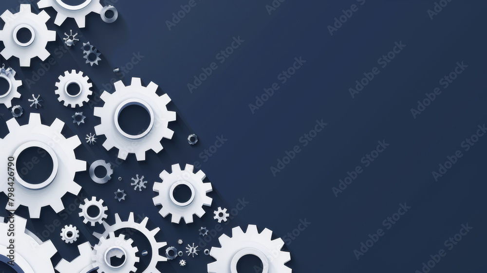 Abstract techno gear background with geometric colorful gear wheels. Space for gear text. Vector gears modern mechanism industrial . Technology gears