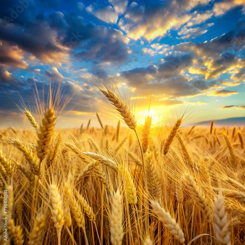 wheat field yellow spikelets and sky genera