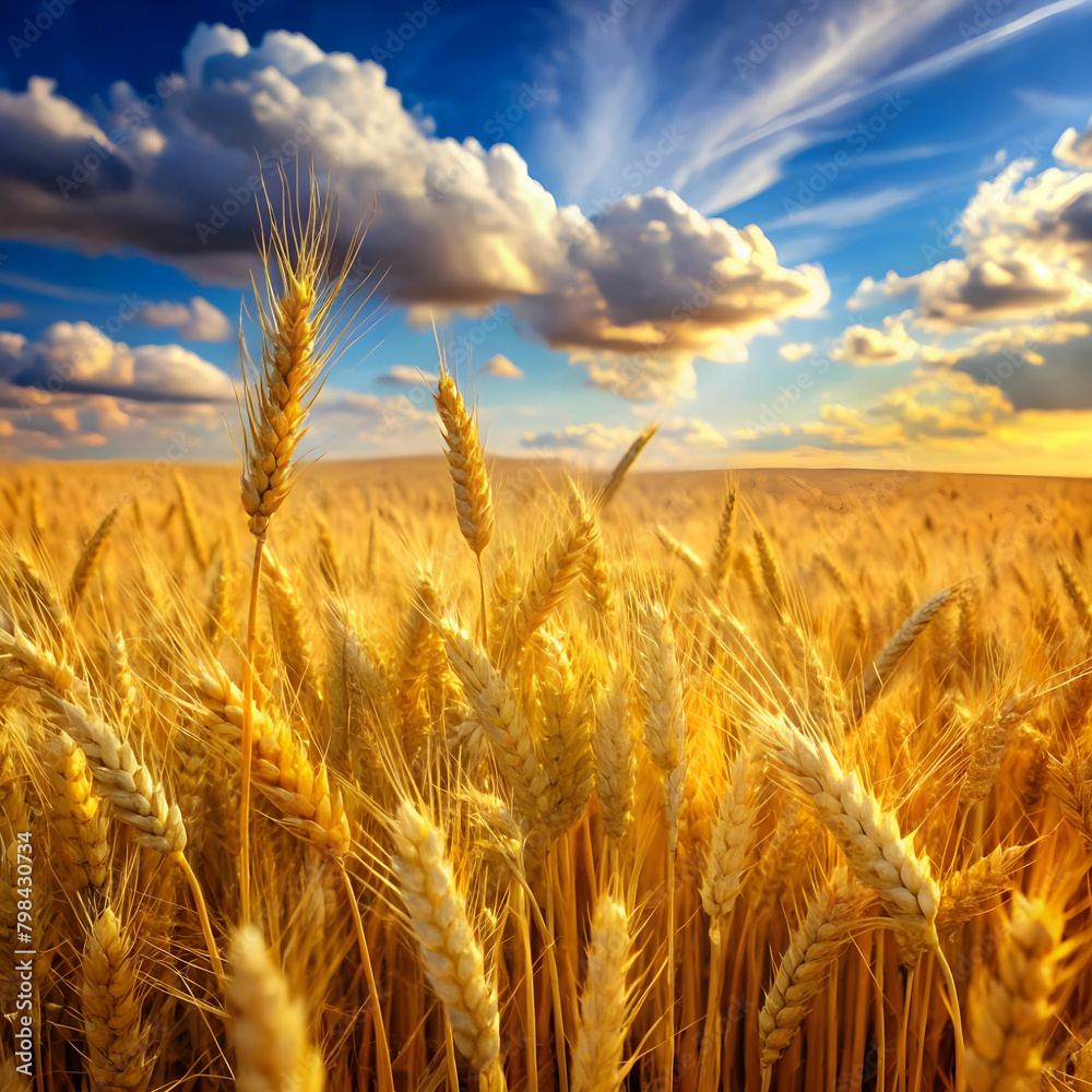 wheat field yellow spikelets and sky genera wheat field yellow spikelets and sky genera