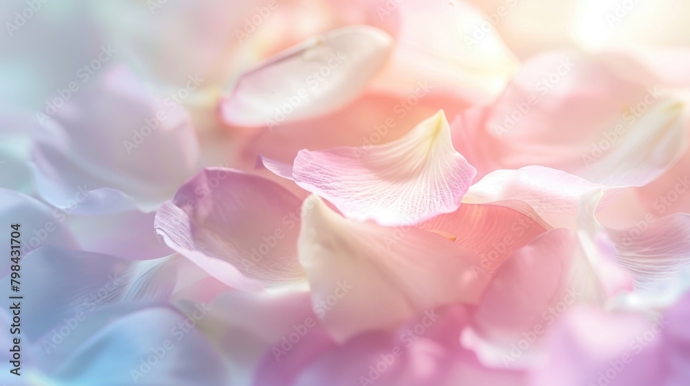 Soft blurred pastel colored flower petals for a background