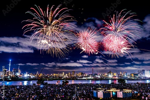 東京の夏の空に打ち上げられる花火たち