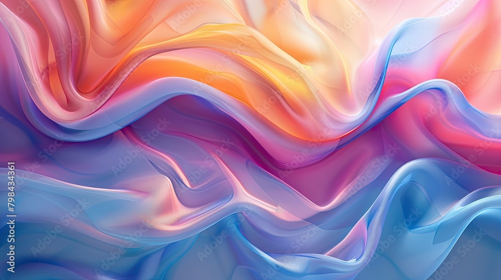 Fototapeta premium A colorful, flowing piece of fabric with a blue and pink hue