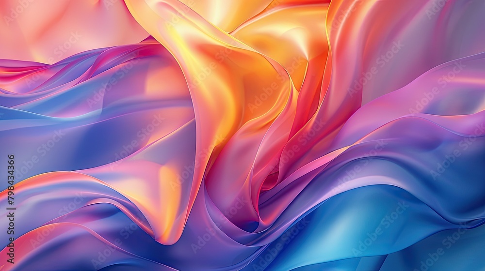 A colorful, flowing piece of fabric with a warm, orange hue