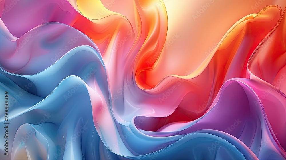 Obraz premium A colorful, flowing piece of fabric with a blue and pink stripe