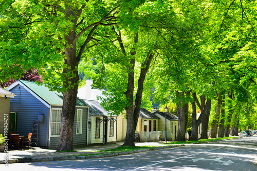 Arrowtown It's a popular travel destination with well preserved buildings used by European and Chinese immigrants dating from the gold mining days of the town photo