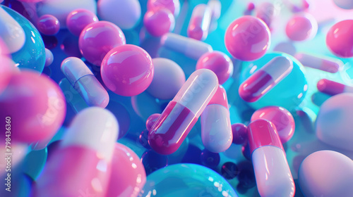  Pharmaceutical-themed Background with Tablets and Capsules
