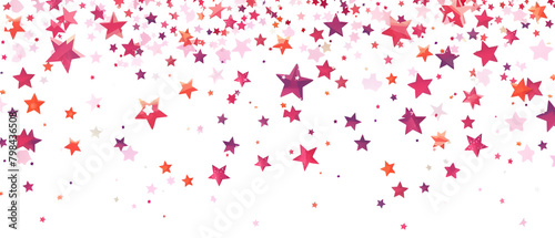 red paint splashes background  Festive confetti. Celebration stars. Childish bright stars on white background. Elegant festive overlay template. Rare vector illustration.