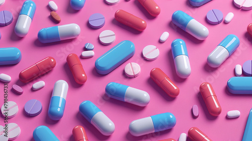  Pharmaceutical-themed Background with Tablets and Capsules