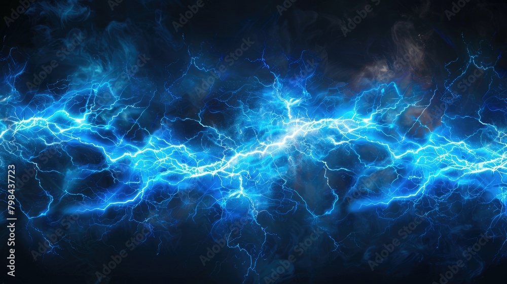 Fototapeta premium A blue lightning bolt with a white streak